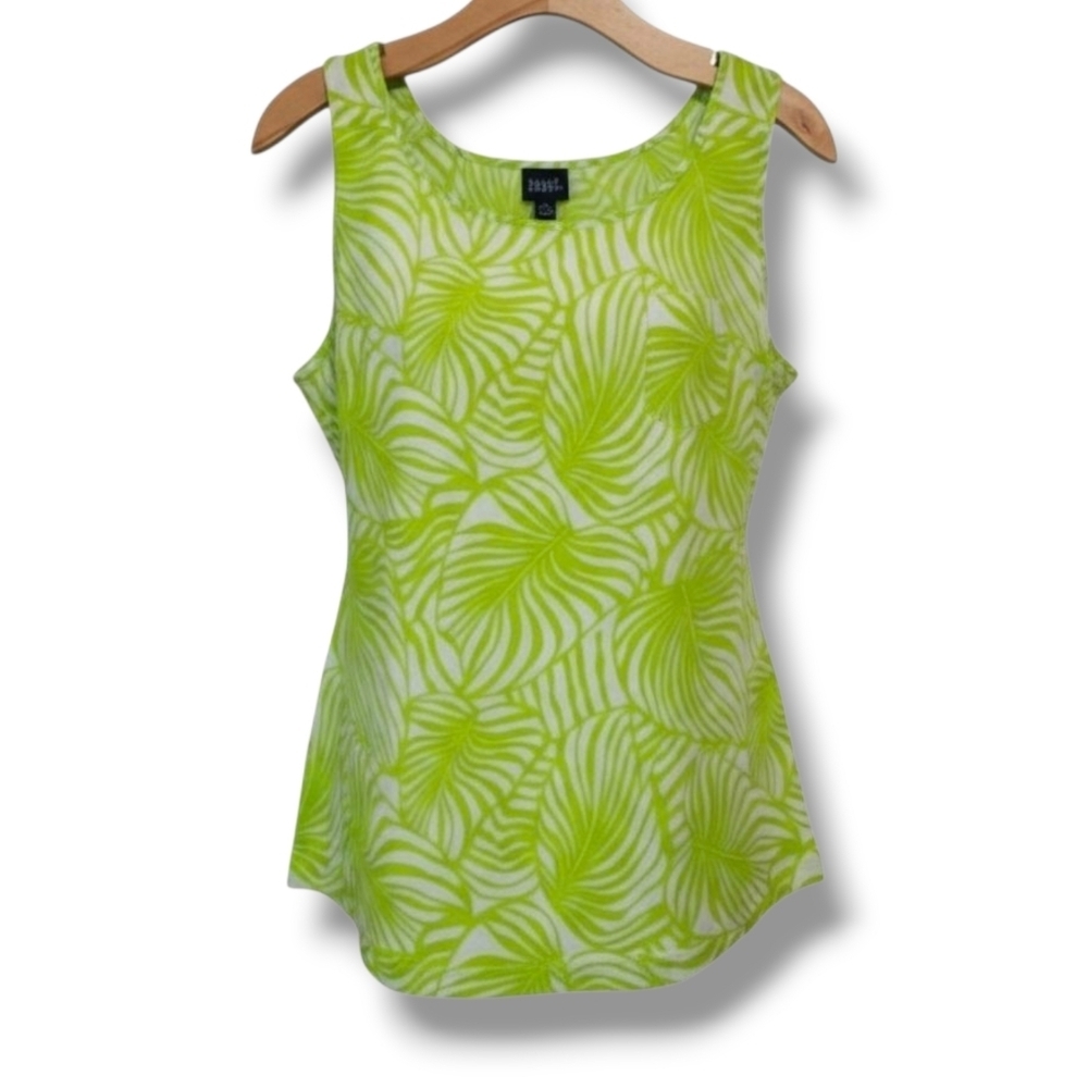 Falls Creek Green Botanical Leaf Sleeveless Blouse – XL, Lightweight